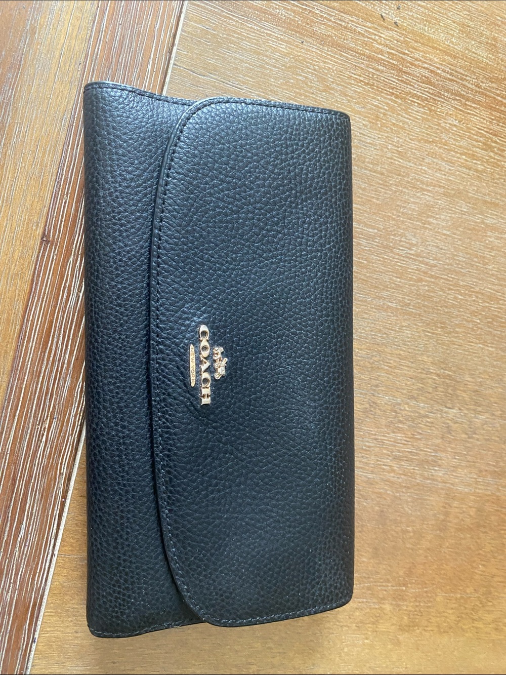 Coach Women's Leather Slim Envelope Flap Long Wallet Black